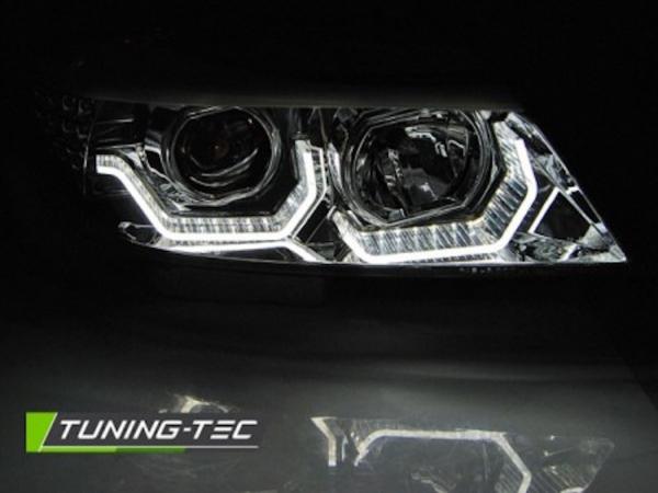 3D LED Angel Eyes Scheinwerfer für BMW 3er E90/E91 05-08 chrom mit LED Blinker