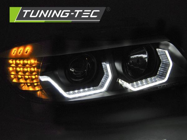 Scheinwerfer 3D Angel Eyes für BMW 3er E90 E91 Bj. 05-08 Schwarz mit LED Blinker