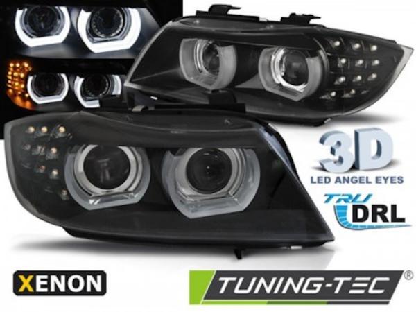 3D LED Tagfahrlicht Angel Eyes Scheinwerfer für BMW 3er E90/E91 LCI 09-11 Black