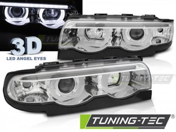 Scheinwerfer 3D Angel Eyes für BMW 7er E38 Bj. 94-01 Chrom
