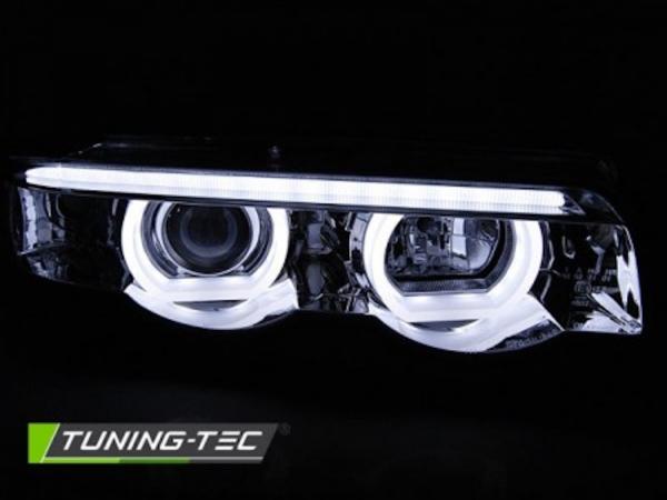 Scheinwerfer 3D Angel Eyes für BMW 7er E38 Bj. 94-01 Chrom