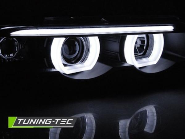Scheinwerfer 3D Angel Eyes für BMW 7er E38 Bj. 94-01 Schwarz