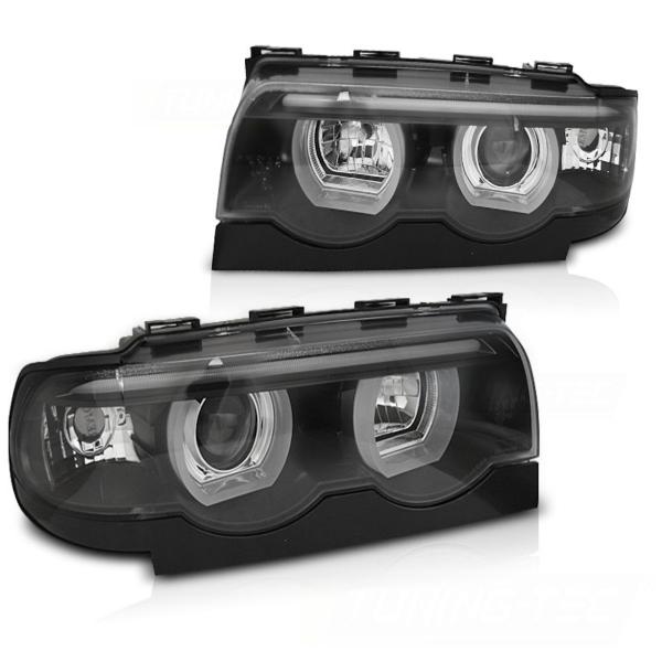 Scheinwerfer 3D Angel Eyes für BMW 7er E38 Bj. 94-01 Schwarz