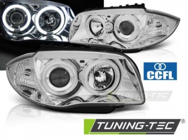 CCFL Angel Eyes Scheinwerfer für BMW 1er E81, E82, E87, E88 04-11 chrom