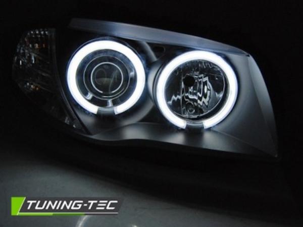 CCFL Angel Eyes Scheinwerfer für BMW 1er E81, E82, E87, E88 04-11 schwarz