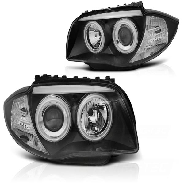 CCFL Angel Eyes Scheinwerfer für BMW 1er E81, E82, E87, E88 04-11 schwarz