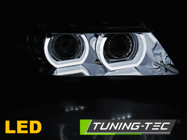 Xenon Scheinwerfer 3D Angel Eyes für BMW 3er E90 E91 LCI Bj. 09-12 Chrom AFS