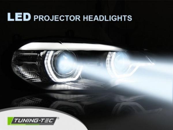 LED DRL Scheinwerfer 3D Angel Eyes für BMW X5 E70 Bj. 07-13 Schwarz