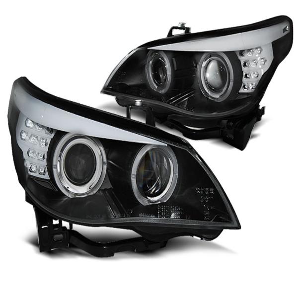 Xenon Scheinwerfer Angel Eyes für BMW 5er E60 E61 Bj. 05-07 Schwarz LED Blinker