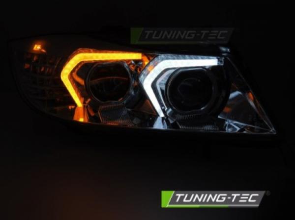VOLL LED Angel Eyes Scheinwerfer Set für BMW 3er E90/E91 05-08 chrom