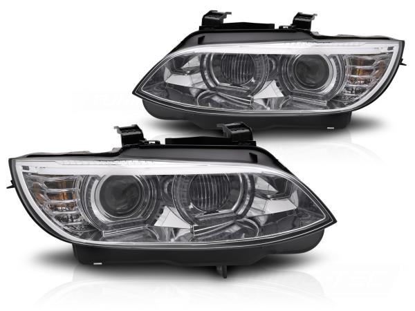 3D Xenon LED Tagfahrlicht Angel Eyes Scheinwerfer für BMW 3er Coupe/Cabrio E92/E93 06-10 chrom