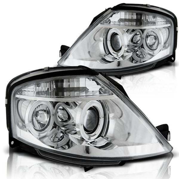 LED Angel Eyes Scheinwerfer für Citroen C3 02-09 chrom