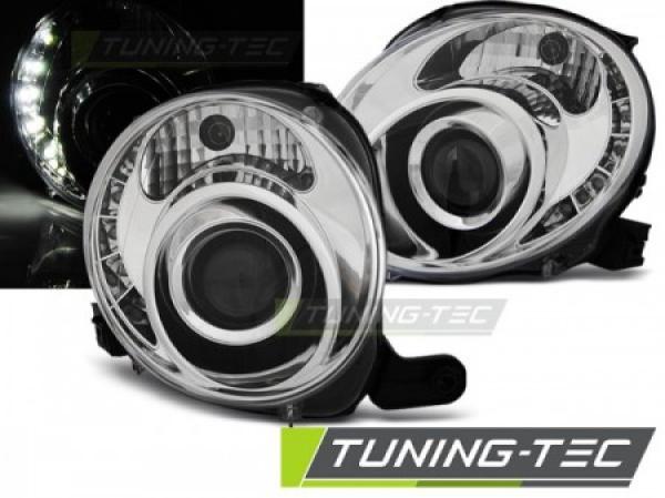 Scheinwerfer LED Tagfahrlicht Optik für Fiat 500 Bj. 07-15 Chrom