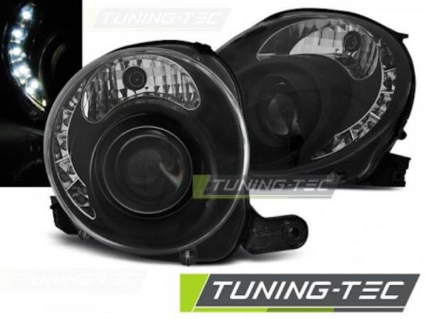 Scheinwerfer LED Tagfahrlicht Optik für Fiat 500 Bj. 07-15 Schwarz