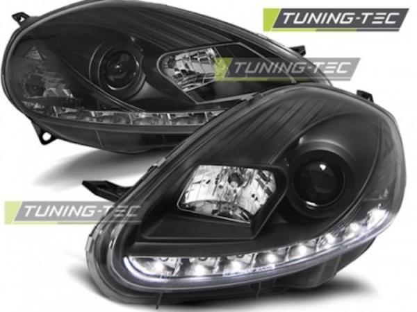 Scheinwerfer LED Tagfahrlicht Optik für Fiat Grande Punto 2 Bj. 08-09 Schwarz