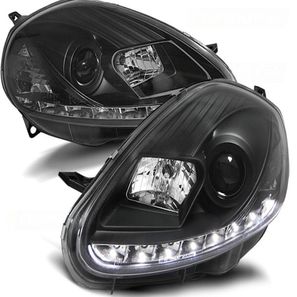 Scheinwerfer LED Tagfahrlicht Optik für Fiat Grande Punto 2 Bj. 08-09 Schwarz