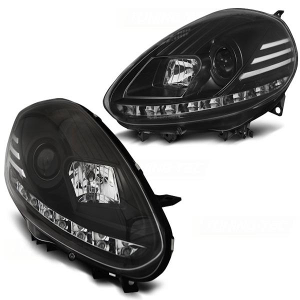 Scheinwerfer DRL LED Tagfahrlicht für Fiat Punto Evo Bj. 09-12 Schwarz