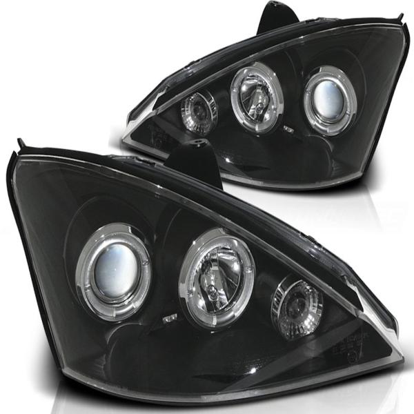 Scheinwerfer Angel Eyes für Ford Focus MK1 Facelift Bj. 01-04 Schwarz