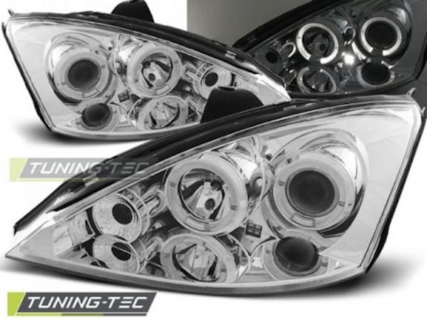 Scheinwerfer Angel Eyes für Ford Focus MK1 Bj. 98-01 Chrom