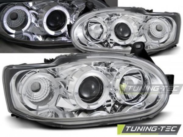 Scheinwerfer Angel Eyes für Ford Escort MK7 Bj. 95-00 Chrom
