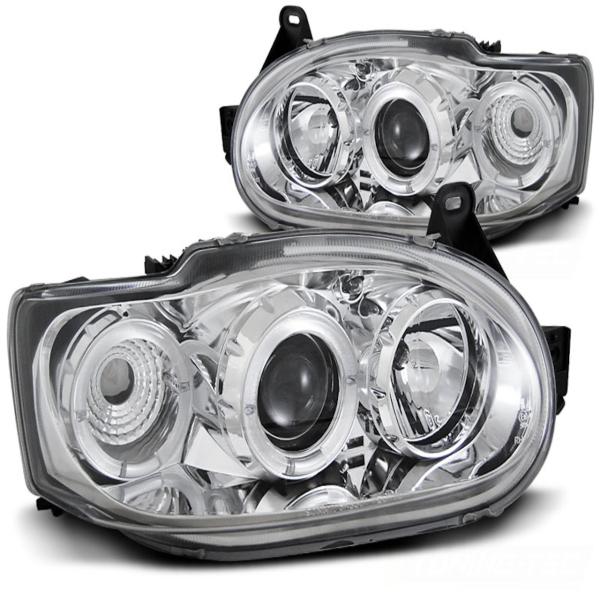 Scheinwerfer Angel Eyes für Ford Escort MK7 Bj. 95-00 Chrom