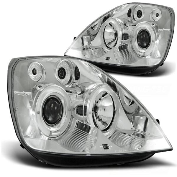 LED Angel Eyes Scheinwerfer für Ford Fiesta MK6 02-05 Chrom