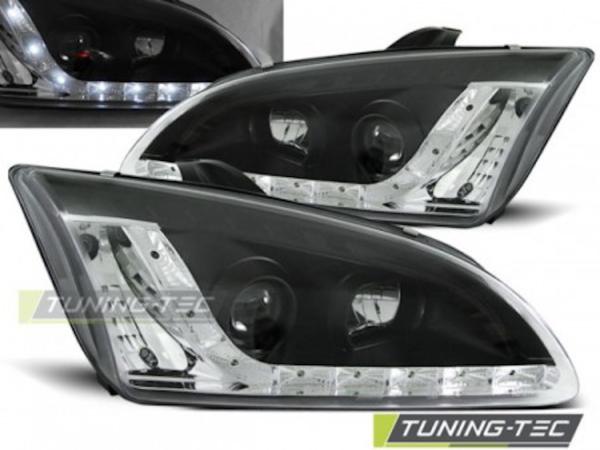 Scheinwerfer LED Tagfahrlicht Optik für Ford Focus 2 Bj. 04-08 Schwarz