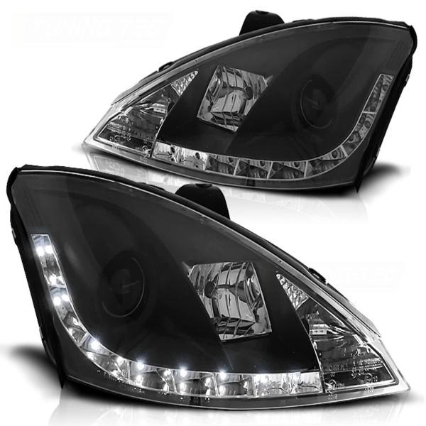 Scheinwerfer LED Tagfahrlicht Optik für Ford Focus MK1 Bj. 98-01 Schwarz