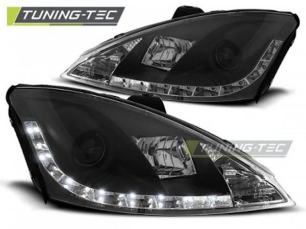 Scheinwerfer LED Tagfahrlicht Optik für Ford Focus MK1 Facelift  01-04 Schwarz