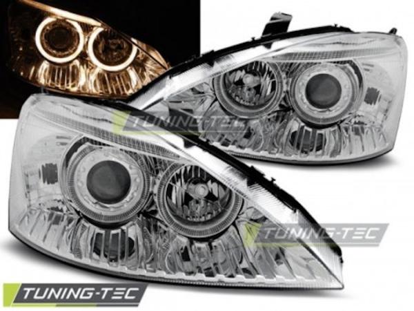 Scheinwerfer Angel Eyes für Ford Focus MK1 Bj. 98-01 Chrom