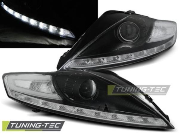 Scheinwerfer LED Tagfahrlicht Optik für Ford Mondeo MK4 Bj. 07-10 Schwarz