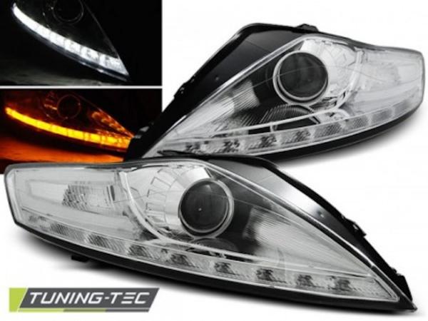 Scheinwerfer LED Tagfahrlicht Optik für Ford Mondeo MK4 07-10 Chrom LED Blinker