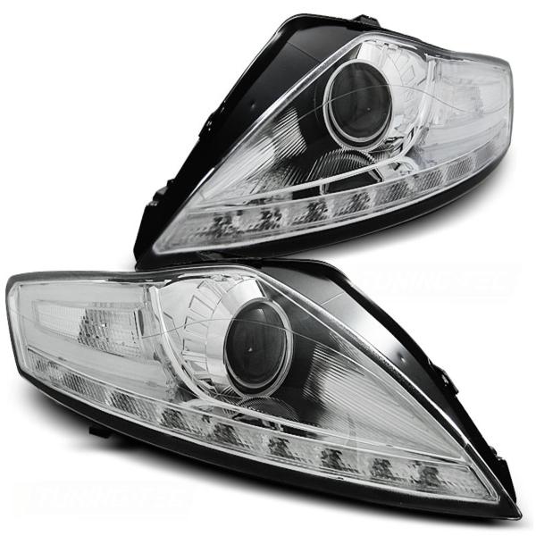 Scheinwerfer LED Tagfahrlicht Optik für Ford Mondeo MK4 07-10 Chrom LED Blinker