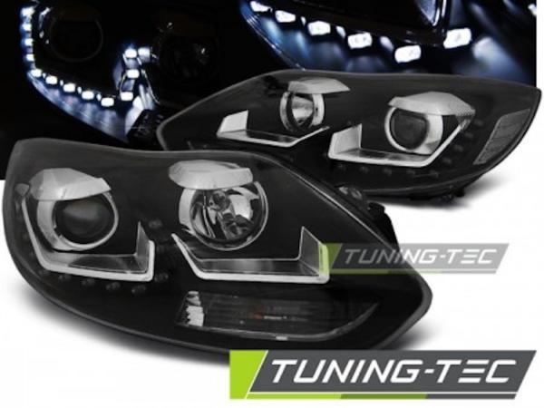 Scheinwerfer LED Tagfahrlicht Optik für Ford Focus 3 Bj. 11-14 Schwarz