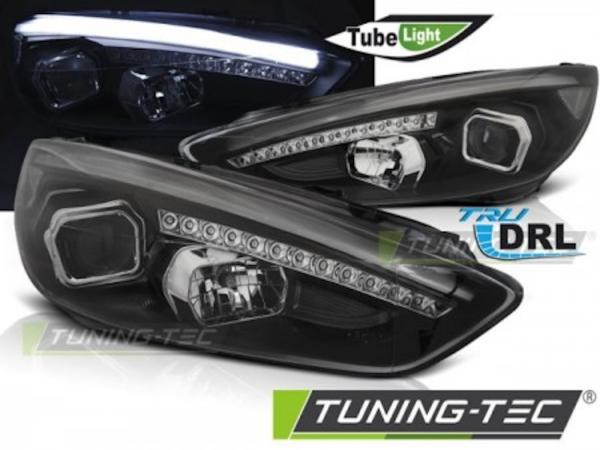 Scheinwerfer DRL LED Tagfahrlicht für Ford Focus 3 15-18 Schwarz + dynamische Blinker
