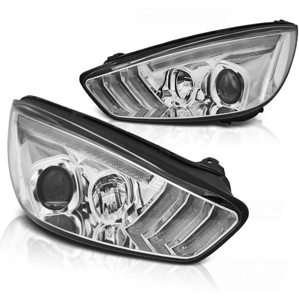 Scheinwerfer DRL LED Tagfahrlicht für Ford Focus 3 15-18 Chrom mit dynamische Blinker