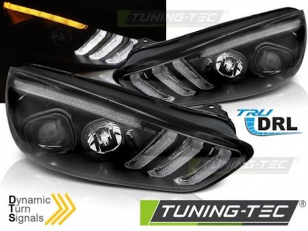 Scheinwerfer DRL LED Tagfahrlicht für Ford Focus 3 15-18 BLACK mit dynam Blinker