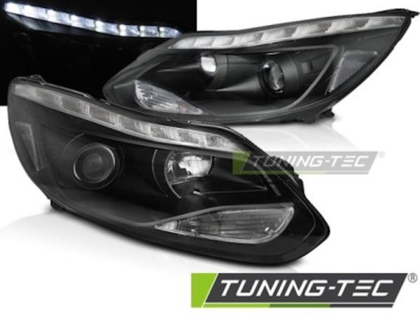 Scheinwerfer LED Tagfahrlicht Optik für Ford Focus 3 Bj. 11-14 Schwarz