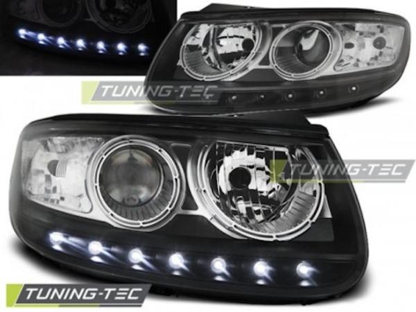 Scheinwerfer LED Tagfahrlicht Optik für Hyundai Santa Fe 2 Bj. 06-12 Schwarz