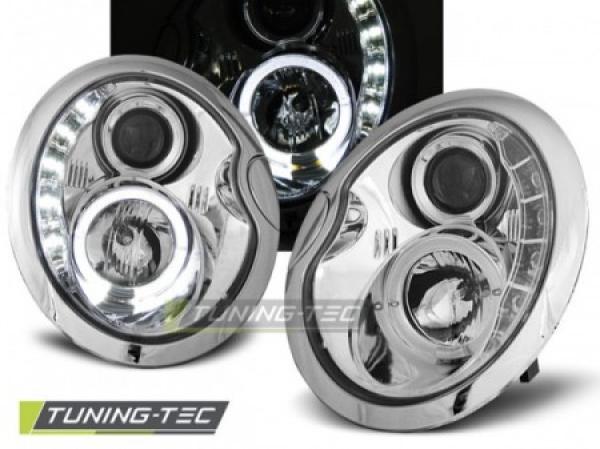 Scheinwerfer LED Tagfahrlicht Optik für Mini R50 R52 R53 Bj. 01-06 Chrom