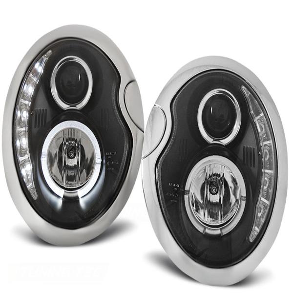 Scheinwerfer LED Tagfahrlicht Optik für Mini R50 R52 R53 Bj. 01-06 Schwarz