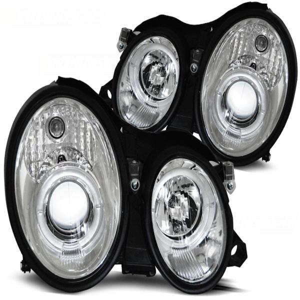 LED Angel Eyes Scheinwerfer für Mercedes Benz CLK W208 97-02 chrom