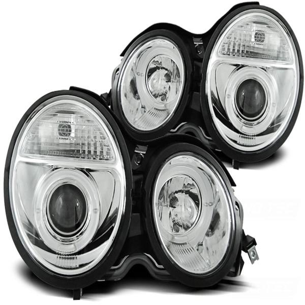 LED Angel Eyes Scheinwerfer für Mercedes Benz E-Klasse W210 95-99 chrom