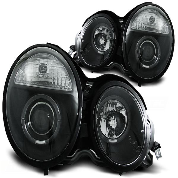 LED Angel Eyes Scheinwerfer für Mercedes Benz E-Klasse W210 95-99 schwarz