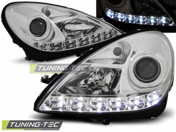 Scheinwerfer LED Tagfahrlicht Optik für Mercedes SLK R171 Bj. 04-11 Chrom