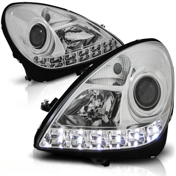 Scheinwerfer LED Tagfahrlicht Optik für Mercedes SLK R171 Bj. 04-11 Chrom