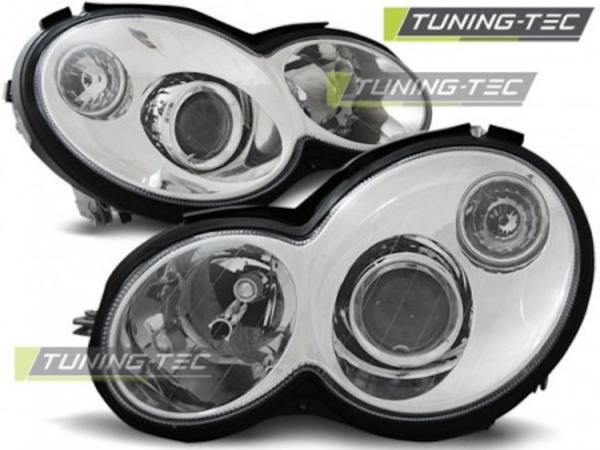 Klarglas Scheinwerfer für Mercedes Benz Sportcoupe CL203 01-08 + Facelift chrom