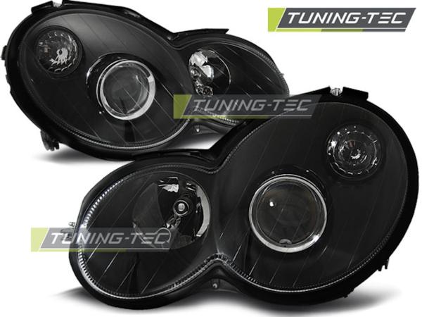 Klarglas Scheinwerfer für Mercedes Benz Sportcoupe CL203 01-04 / CL203 Facelift 04-08 schwarz