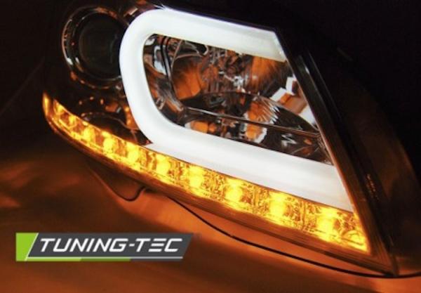 Scheinwerfer LED Tagfahrlicht Optik für Mercedes C-Klasse W204 Bj. 11-15 Chrom