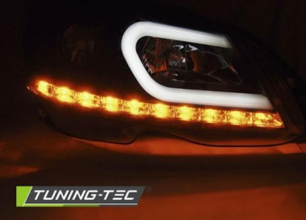 Scheinwerfer LED Tagfahrlicht Optik für Mercedes C-Klasse W204 Bj. 11-15 Schwarz